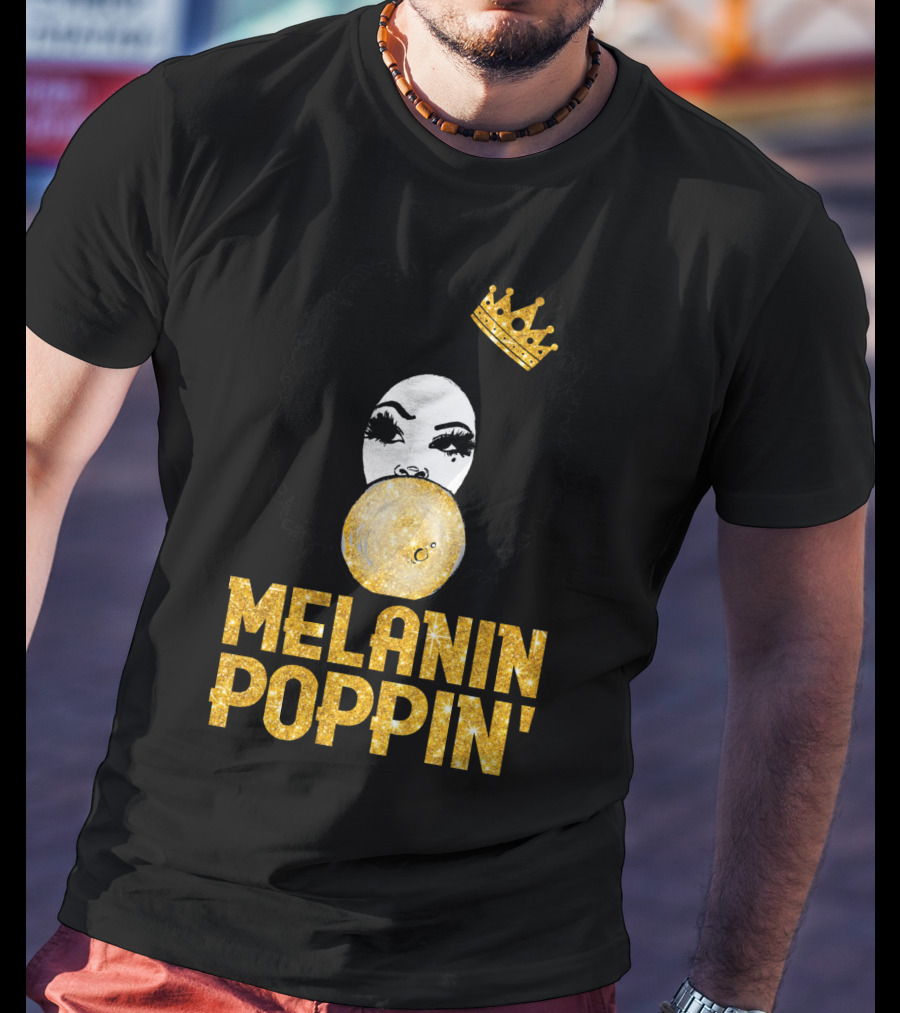 Melanin Poppin' Afro Queen Gold Bubblegum Crown T-Shirt