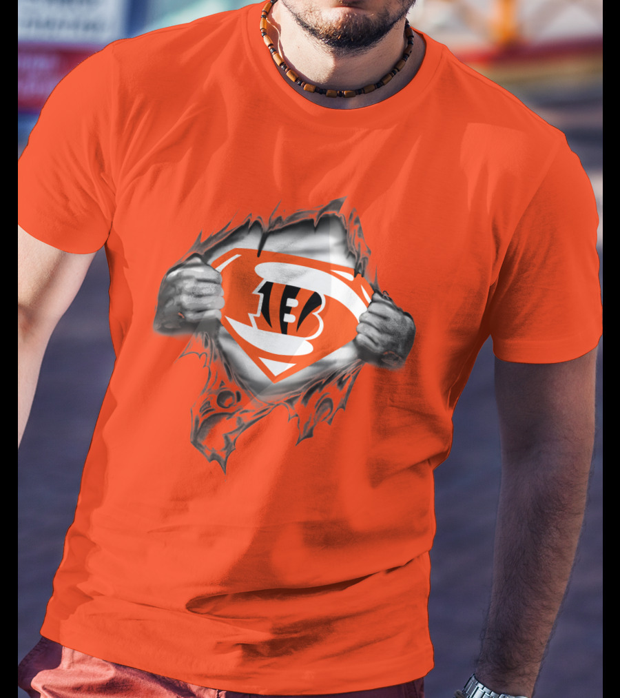 Bengals Superman Emblem Tear T-Shirt