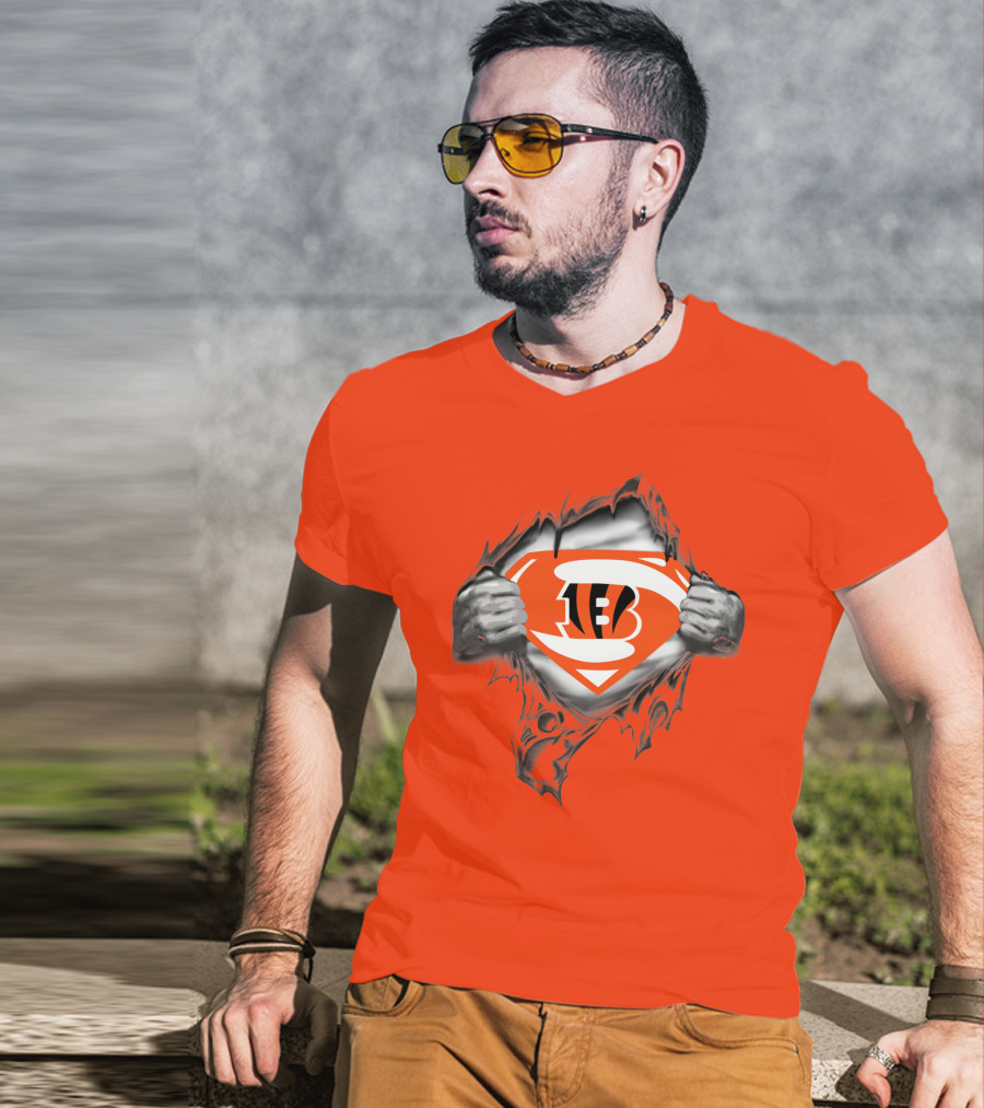 Bengals Superman Emblem Tear T-Shirt
