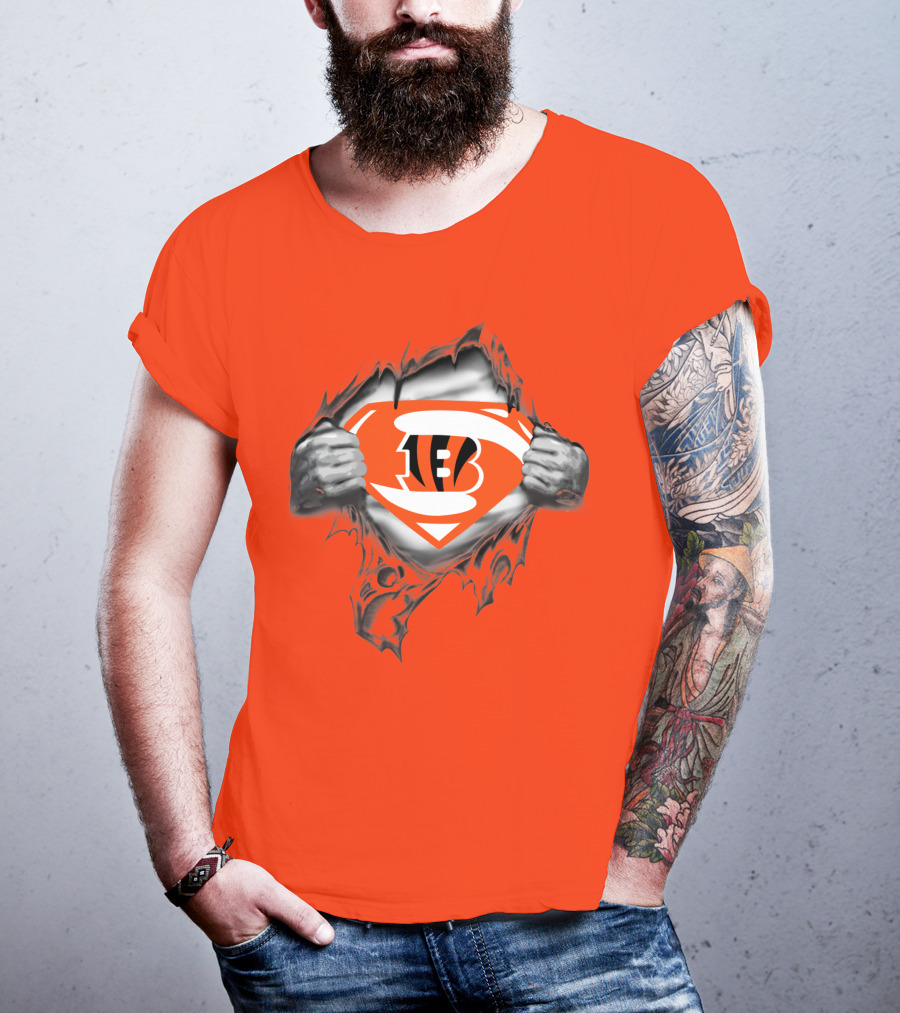 Bengals Superman Emblem Tear T-Shirt