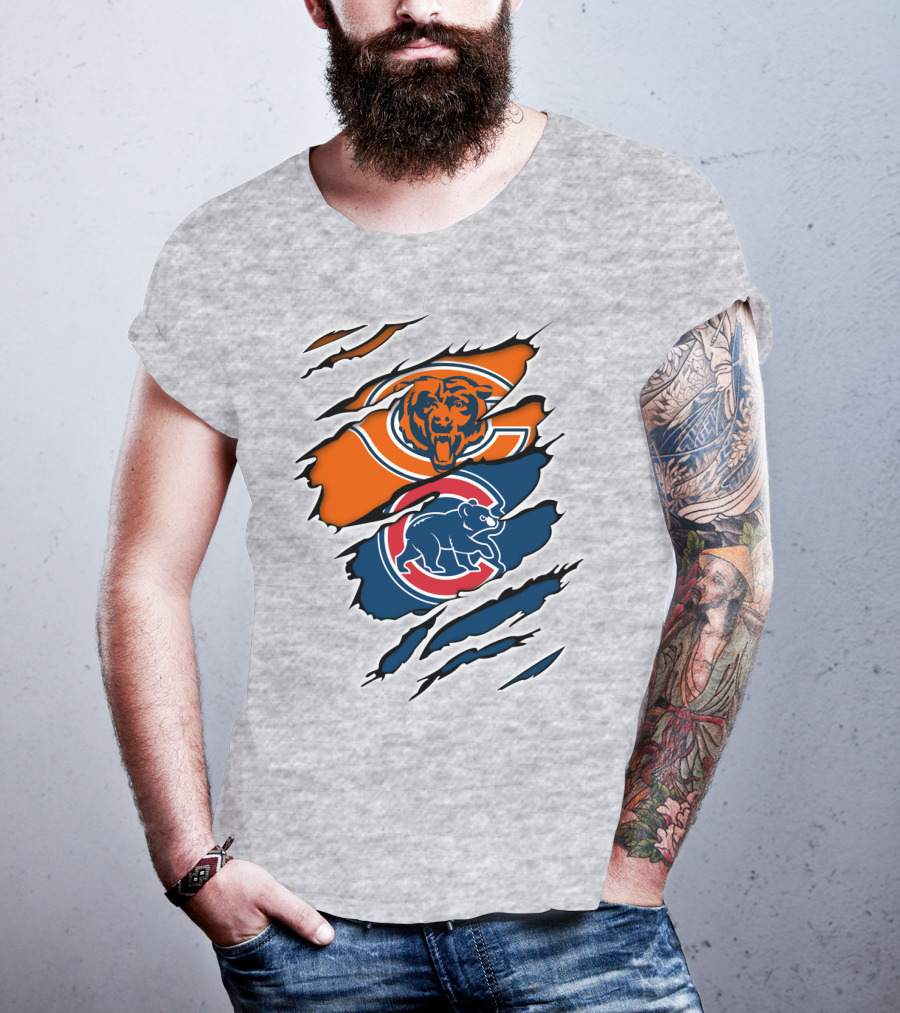 Chicago Bears Cubs Logo Mashup T-Shirt