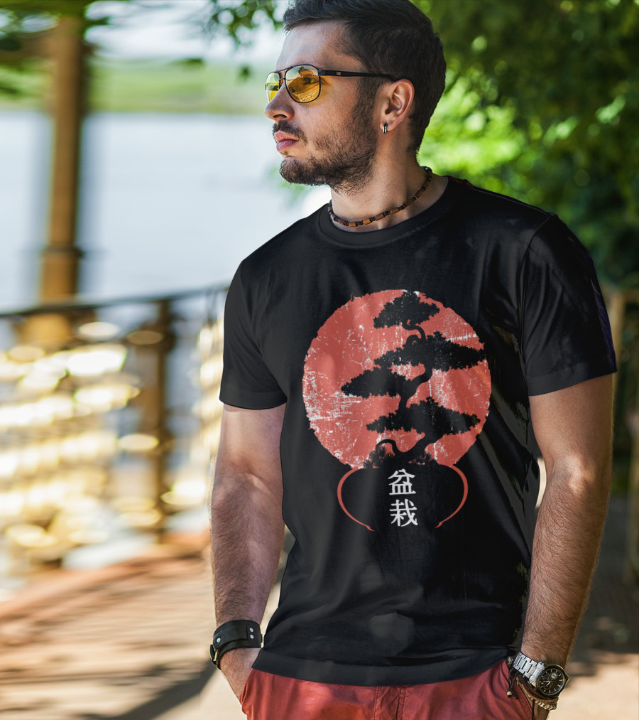 Bonsai Tree Vintage Yoga Lover Kanji T-Shirt