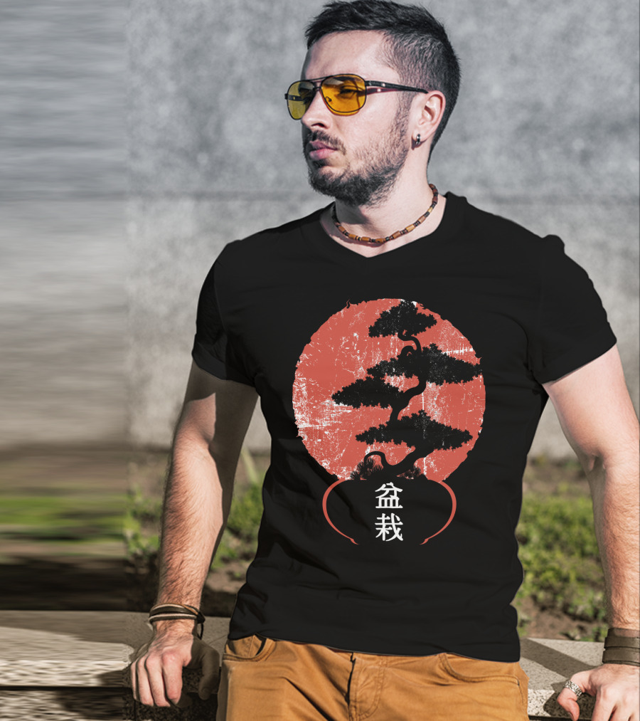 Bonsai Tree Vintage Yoga Lover Kanji T-Shirt