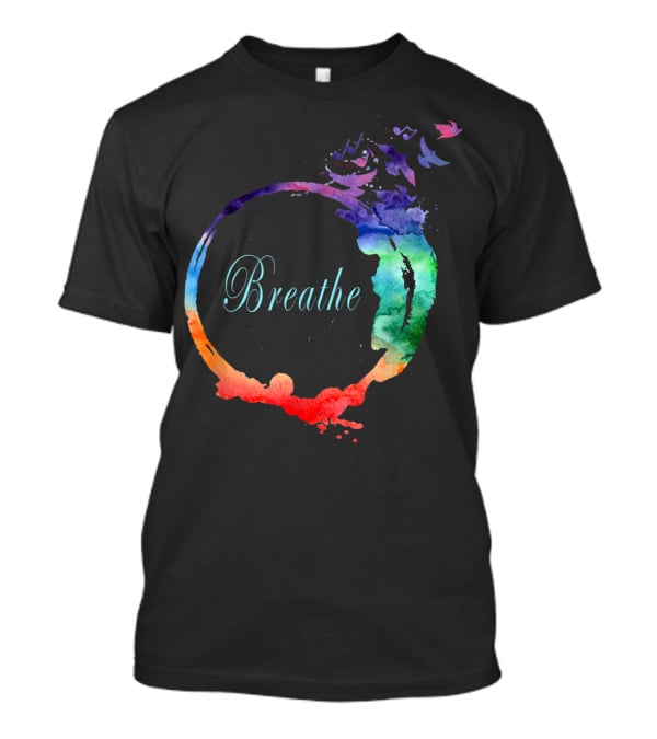 Breathe Cool Heavenly Breath Nature Yoga Watercolor Mandala T-Shirt