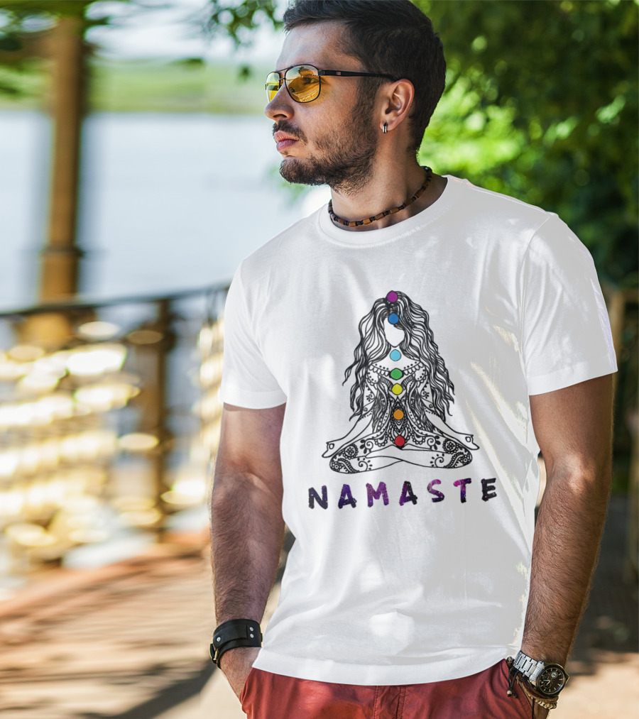 Namaste Chakra Meditation Yoga Pose Spiritual Energy T-Shirt