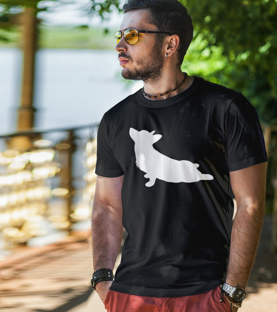 Corgi Yoga Silhouette Stretch Pose T-Shirt
