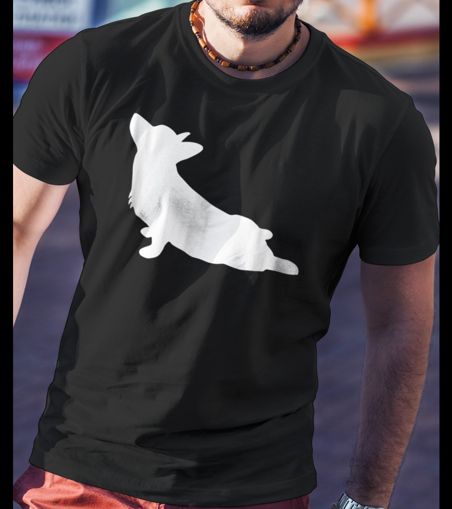Corgi Yoga Silhouette Stretch Pose T-Shirt