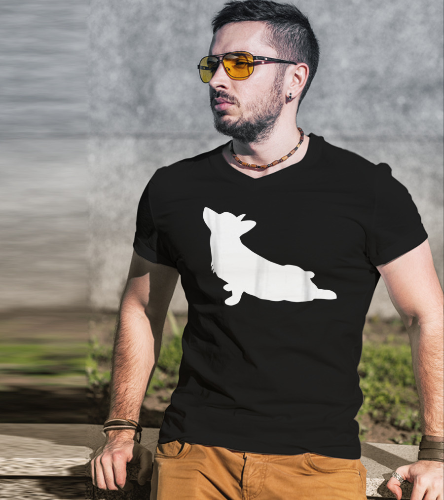 Corgi Yoga Silhouette Stretch Pose T-Shirt