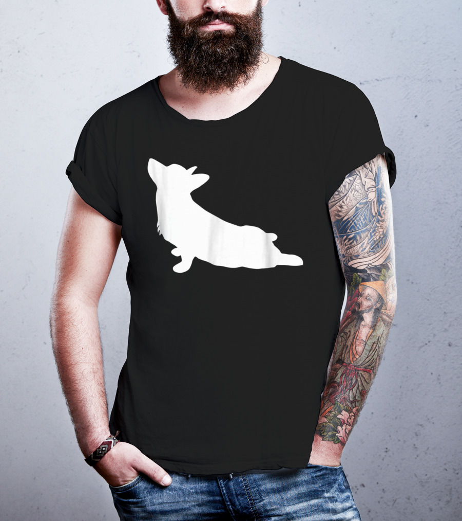 Corgi Yoga Silhouette Stretch Pose T-Shirt