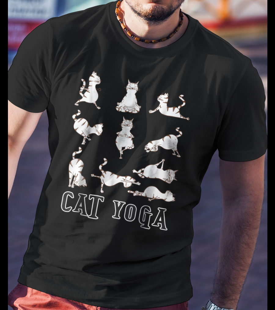 Cute Cat Yoga Perfect Meditation Darks Cat Yoga T-Shirt