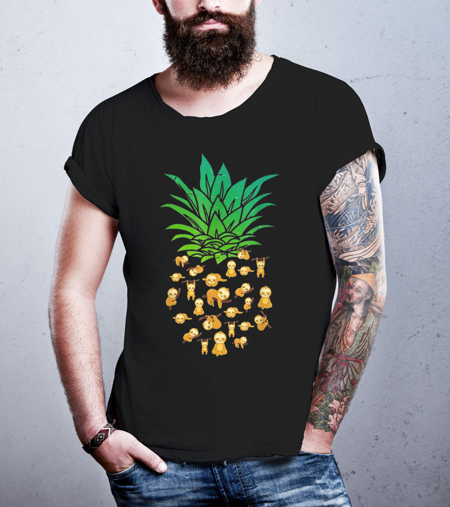 Sloth Lovers Cute Yoga Pineapple T-Shirt