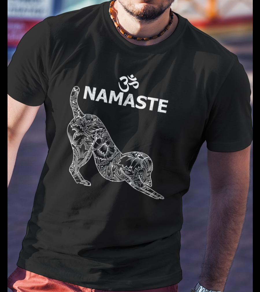 Namaste Om Dog Yoga Funny Namaste Om T-Shirt