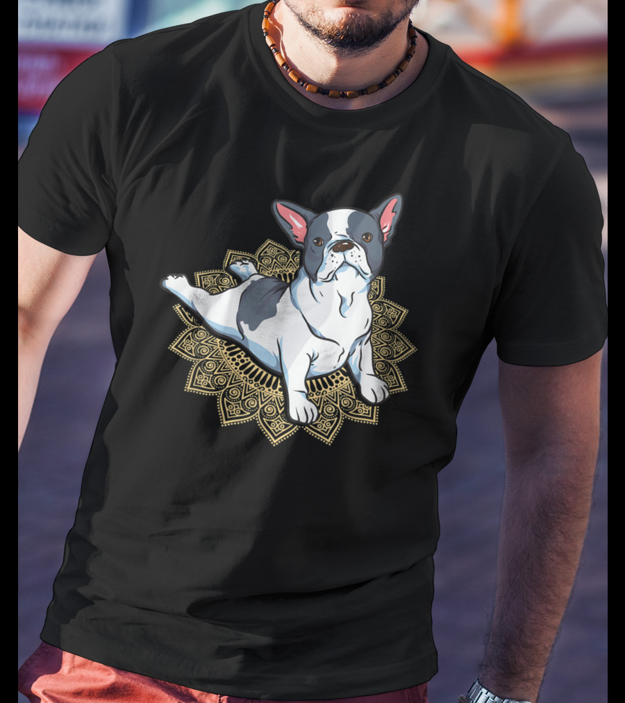 French Bulldog Yoga Frenchie Namaste Spiritual Mandala Pose T-Shirt
