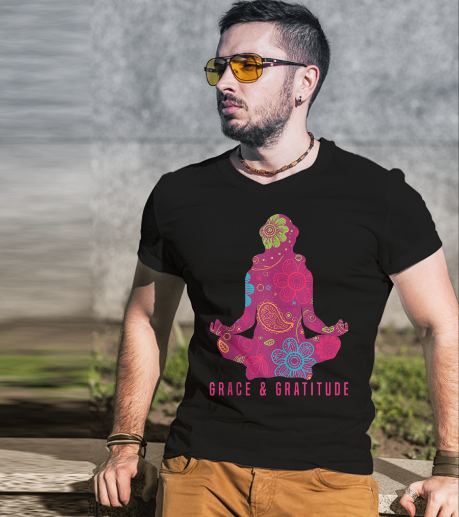 Grace And Gratitude Colorful Meditation T-Shirt