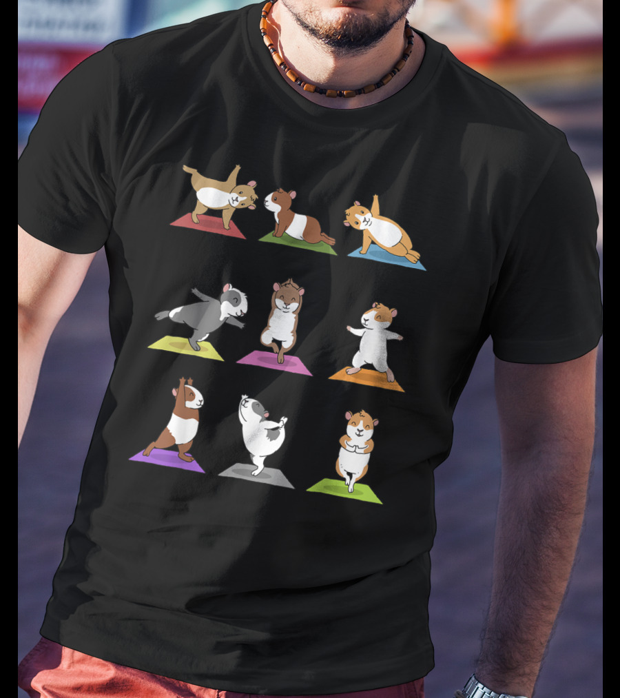 Guinea Pig Yoga Poses Cute Funny Cartoon Guinea Pigs T-Shirt