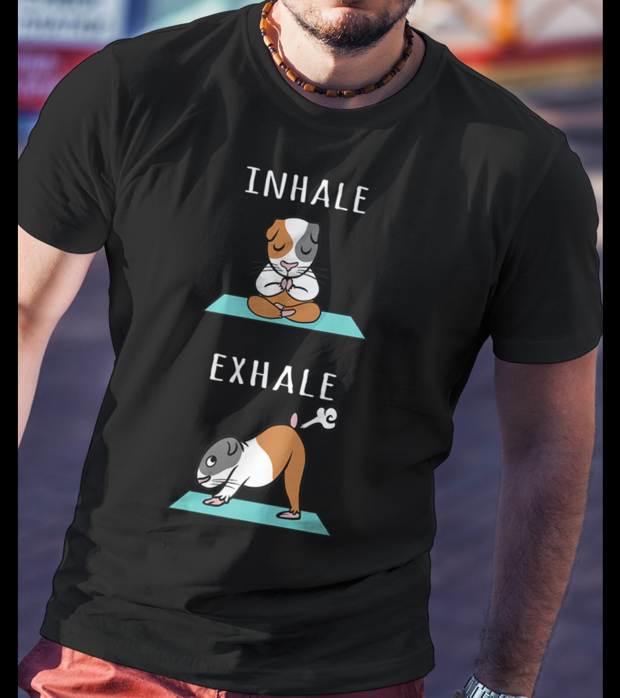 Guinea Pig Yoga Inhale Exhale Funny Pet Meditation T-Shirt