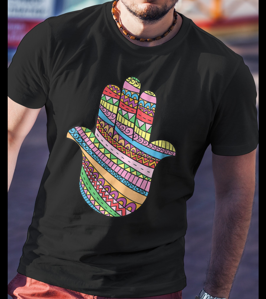 Hamsa Hand Buddha Arabic Amulet Meditation Colorful T-Shirt