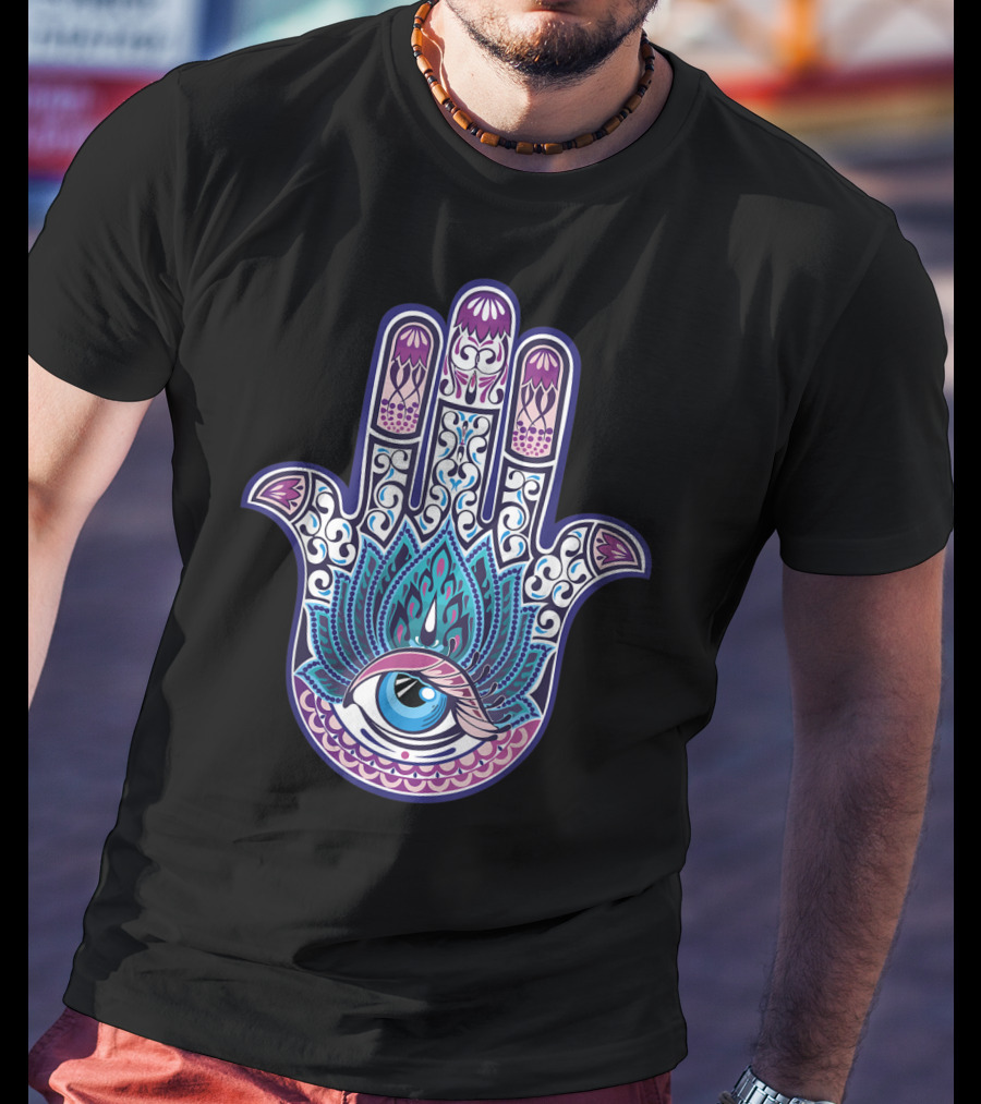 Hamsa Mandala Eye Hand Of Fatima Womens Yoga Iconic T-Shirt