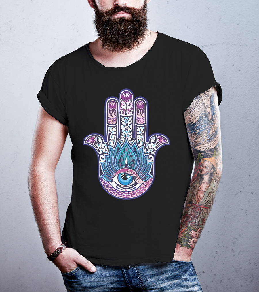 Hamsa Mandala Eye Hand Of Fatima Womens Yoga Iconic T-Shirt
