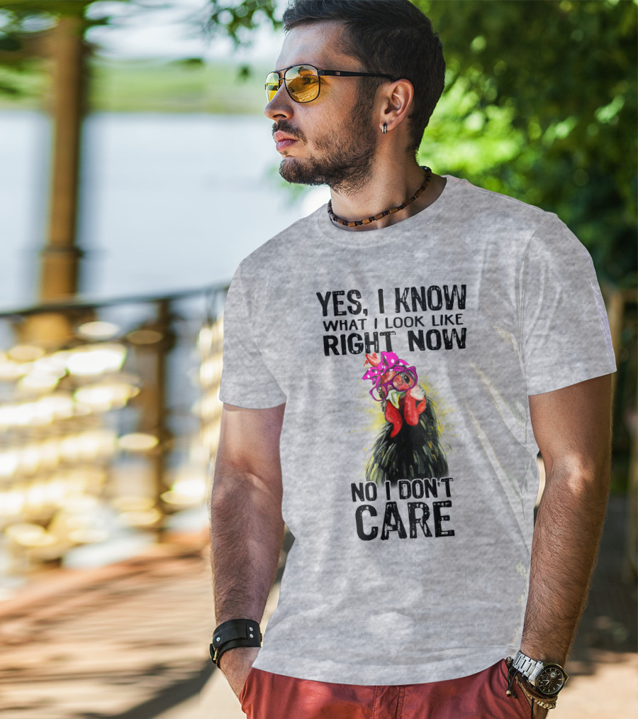 Yes I Know What I Look Like Right Now No I Don't Care Rooster With Bow Glasses T-Shirt