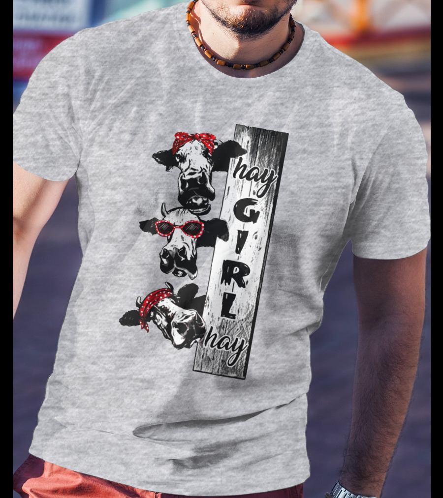 Hay GIRL Hay Cow Trio Red Bandana And Glasses T-Shirt
