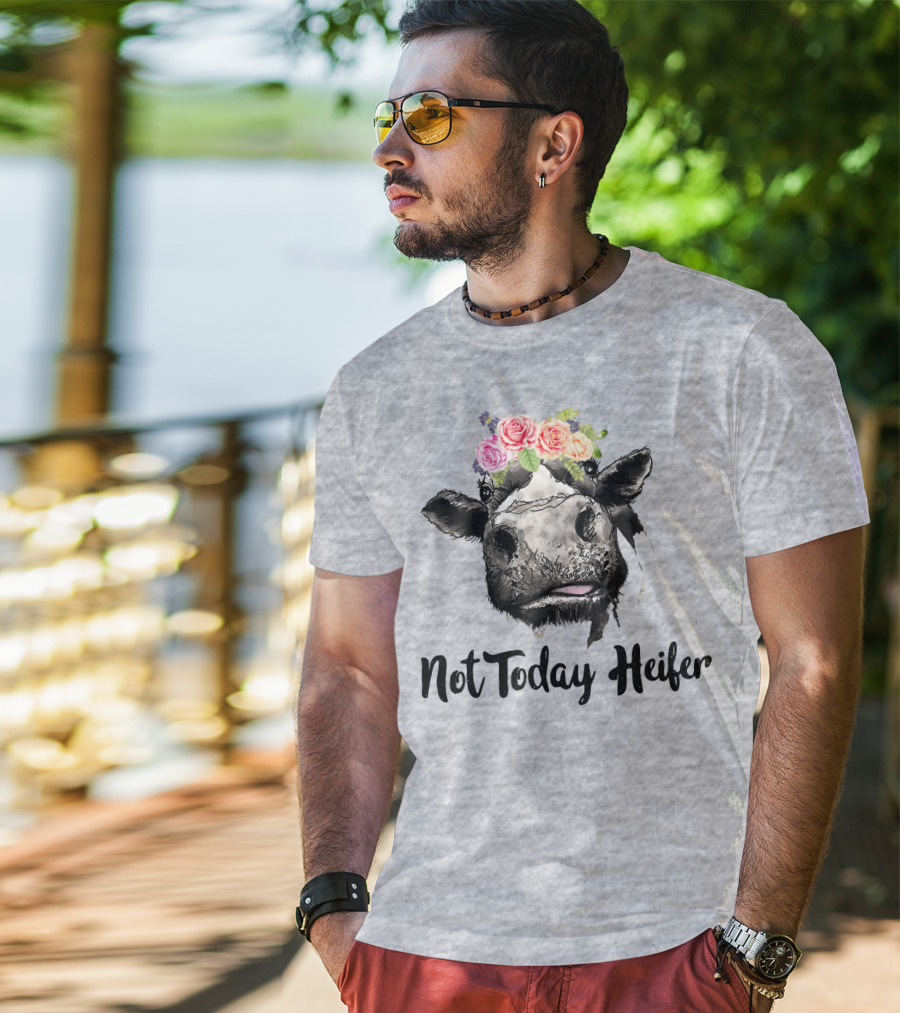 Not Today Heifer Cow With Flower Crown T-Shirt