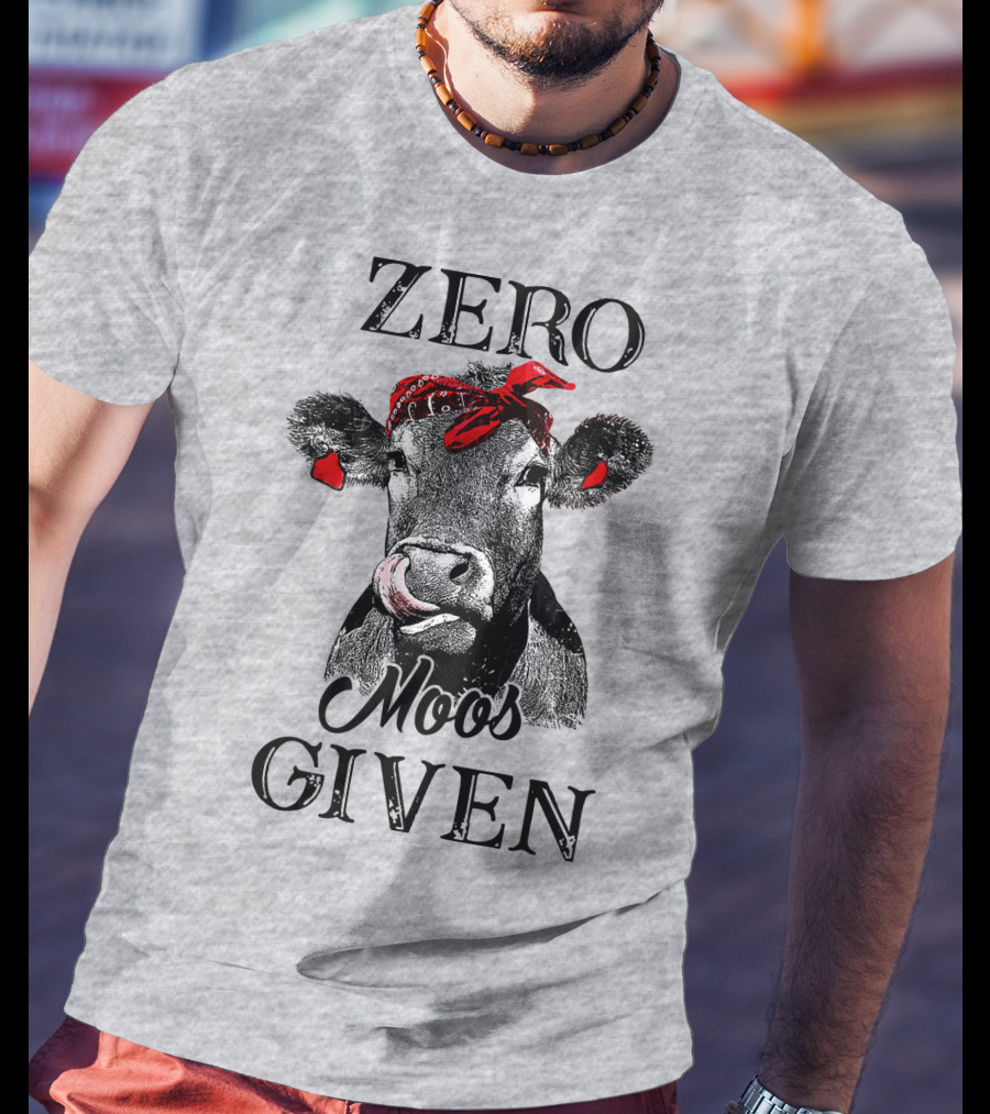 Zero Moos Given Cow Bandana Red Ear Tag T-Shirt
