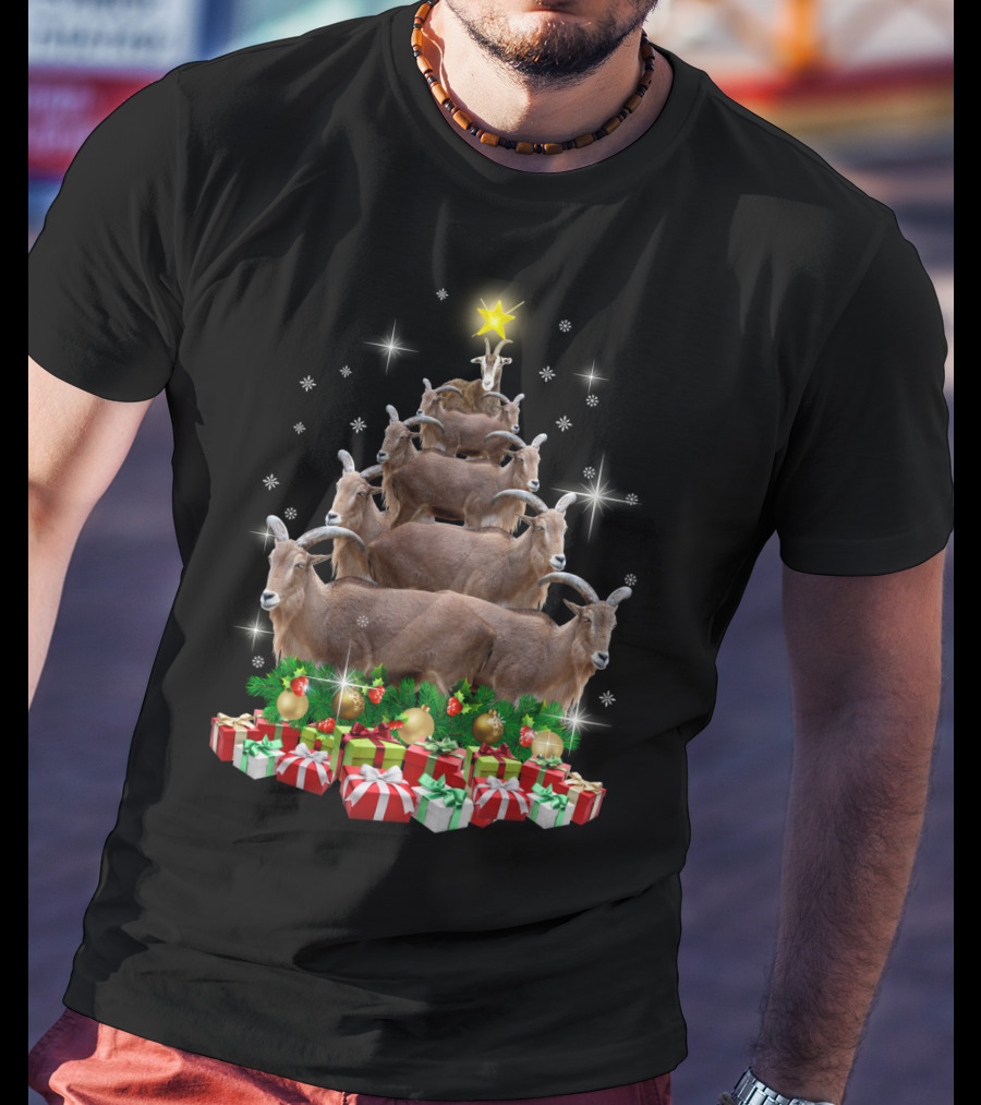 Goat Christmas Tree With Presents And Star T-Shirt