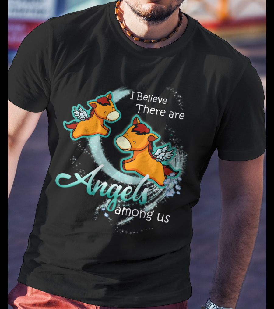 I Believe There Are Angels Among Us Flying Horses With Wings T-Shirt