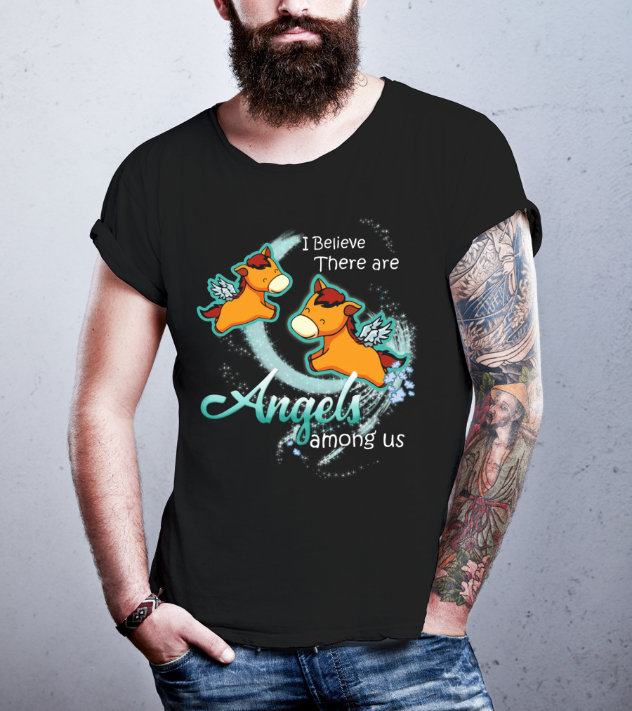 I Believe There Are Angels Among Us Flying Horses With Wings T-Shirt