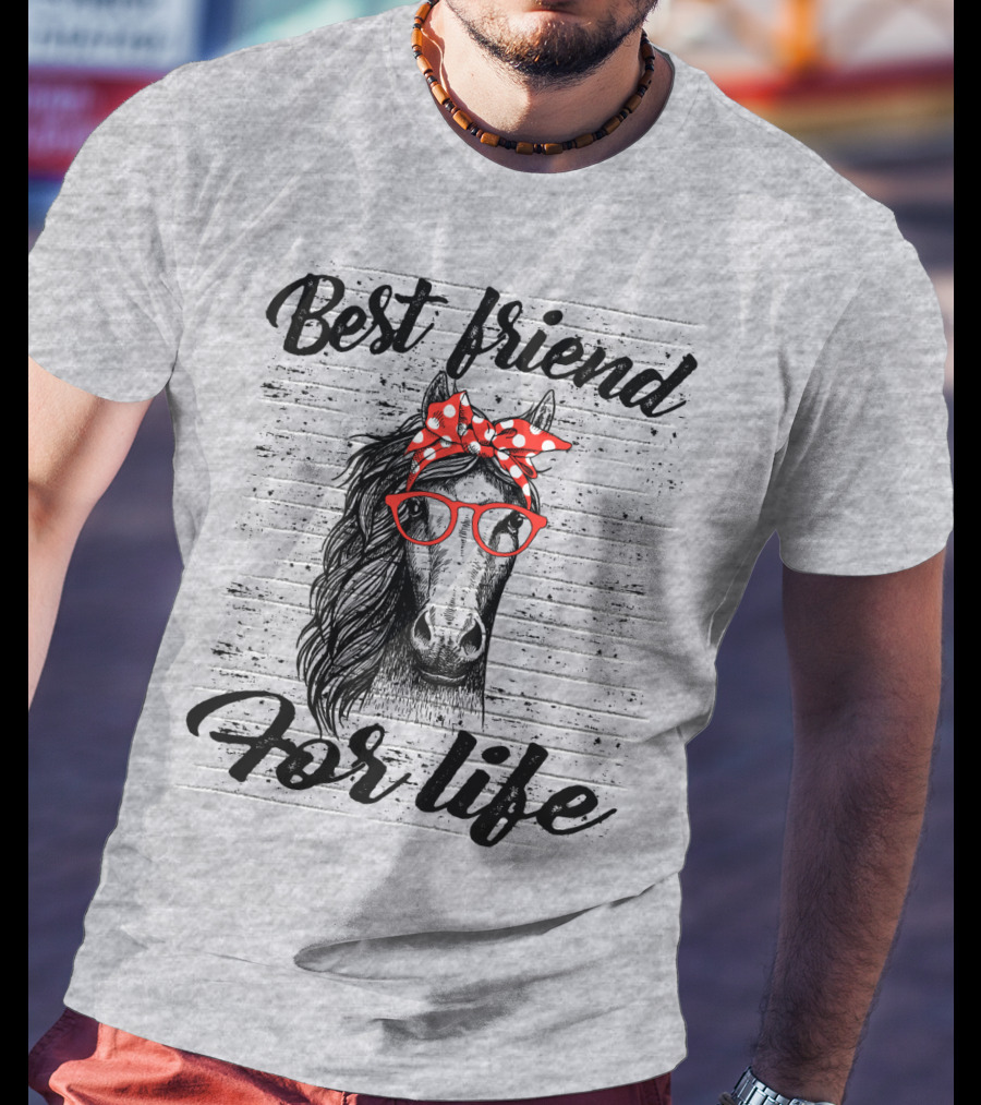 Best Friend For Life Horse With Red Polka Dot Bow And Glasses T-Shirt