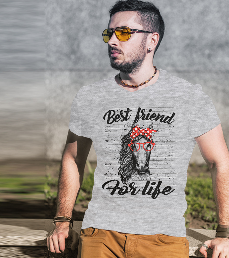 Best Friend For Life Horse With Red Polka Dot Bow And Glasses T-Shirt
