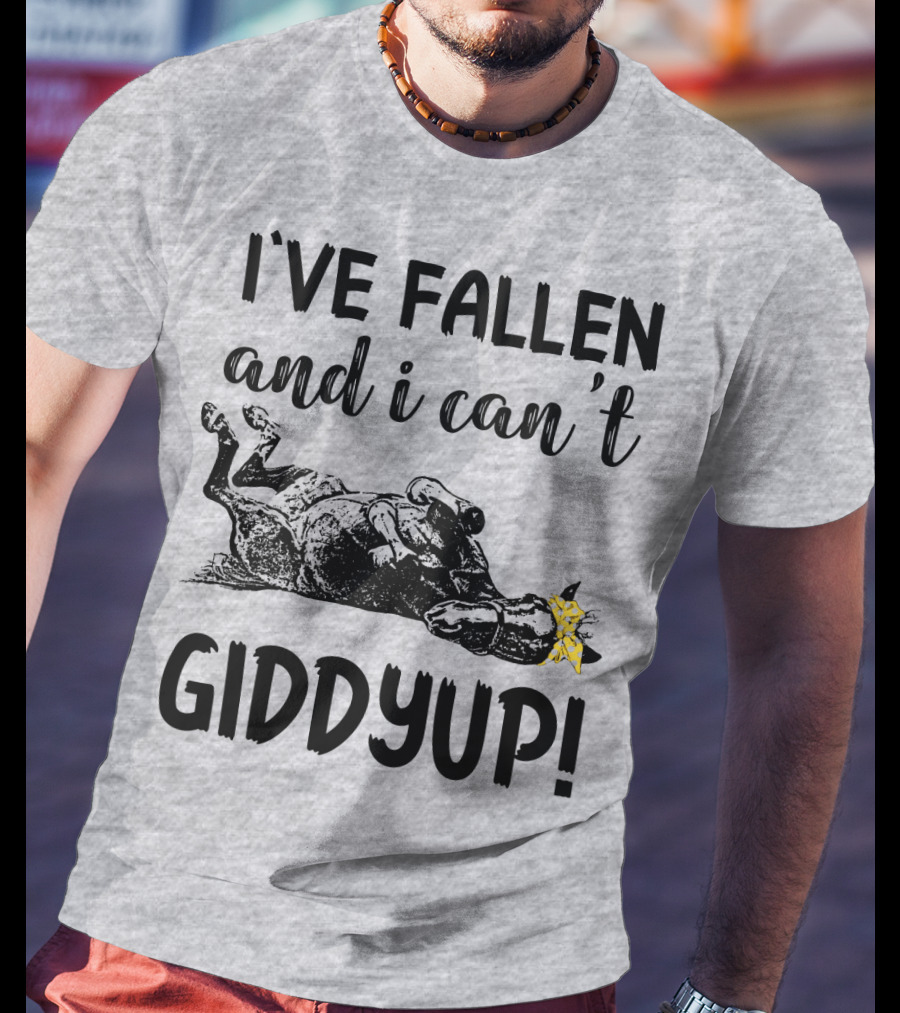 I've Fallen And I Can't Giddyup I've Fallen Cow With Yellow Bow T-Shirt