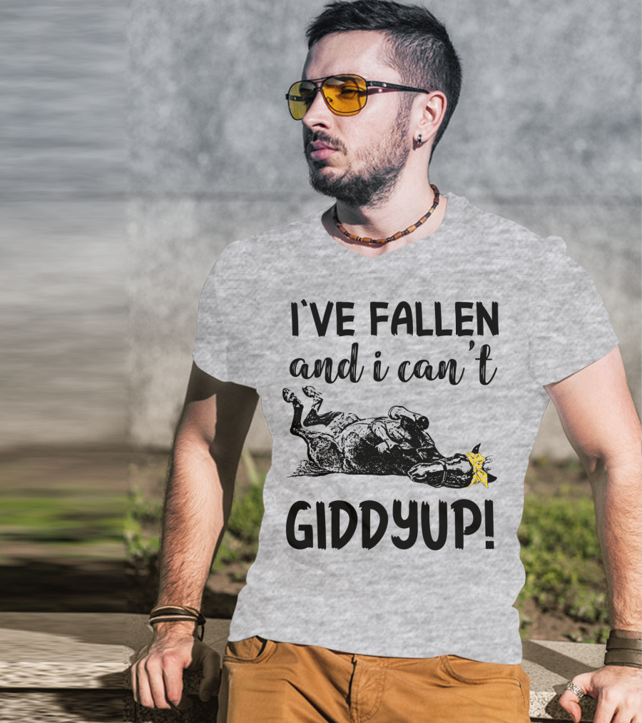 I've Fallen And I Can't Giddyup I've Fallen Cow With Yellow Bow T-Shirt