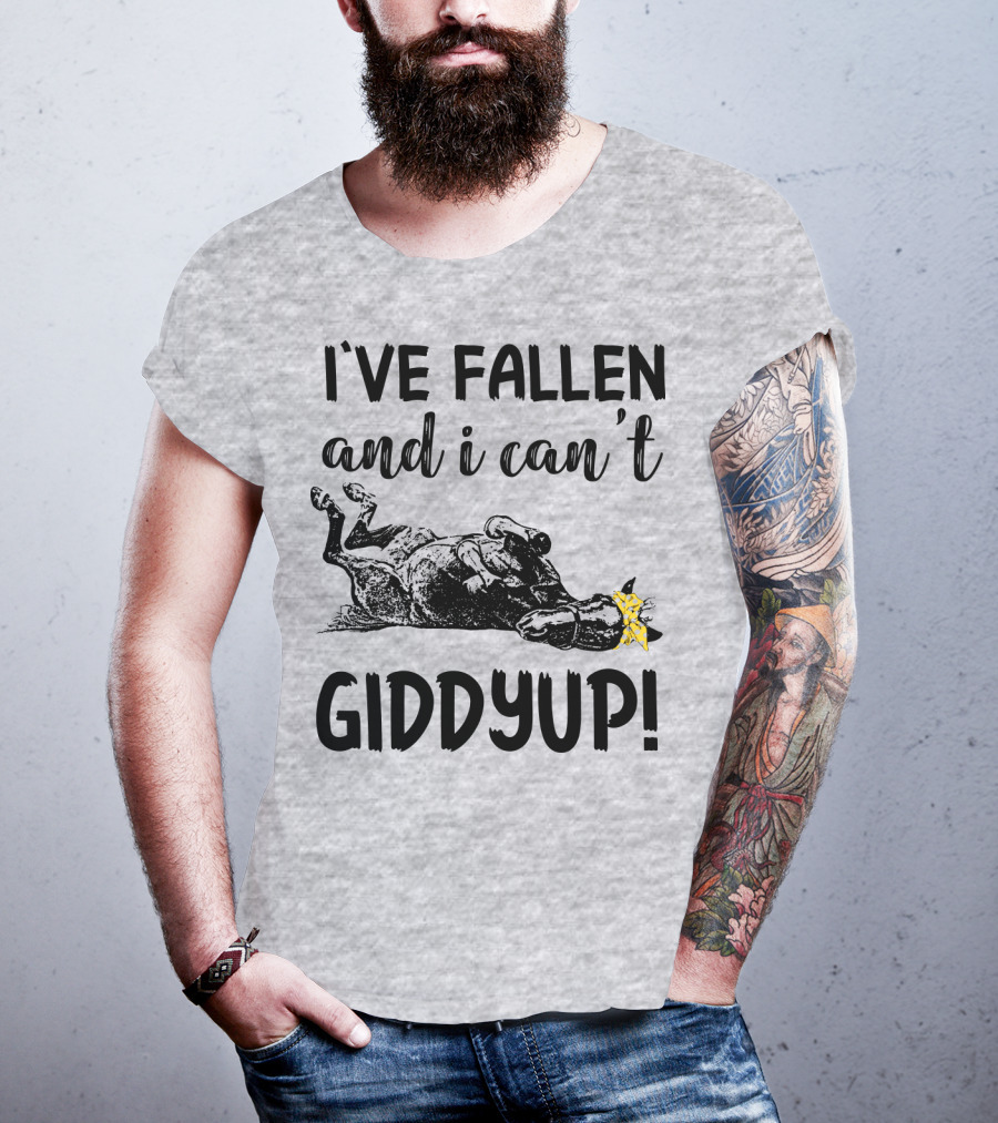 I've Fallen And I Can't Giddyup I've Fallen Cow With Yellow Bow T-Shirt