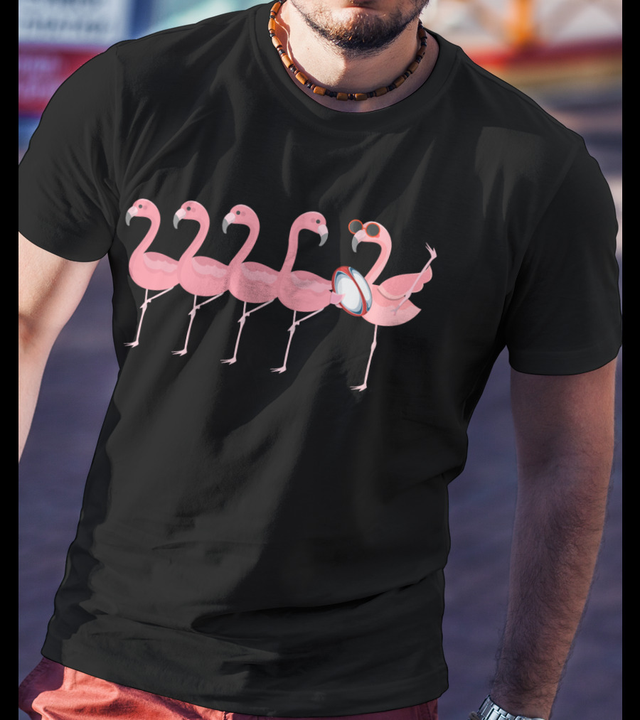 Rugby Flamingo Sunglasses Team Formation T-Shirt
