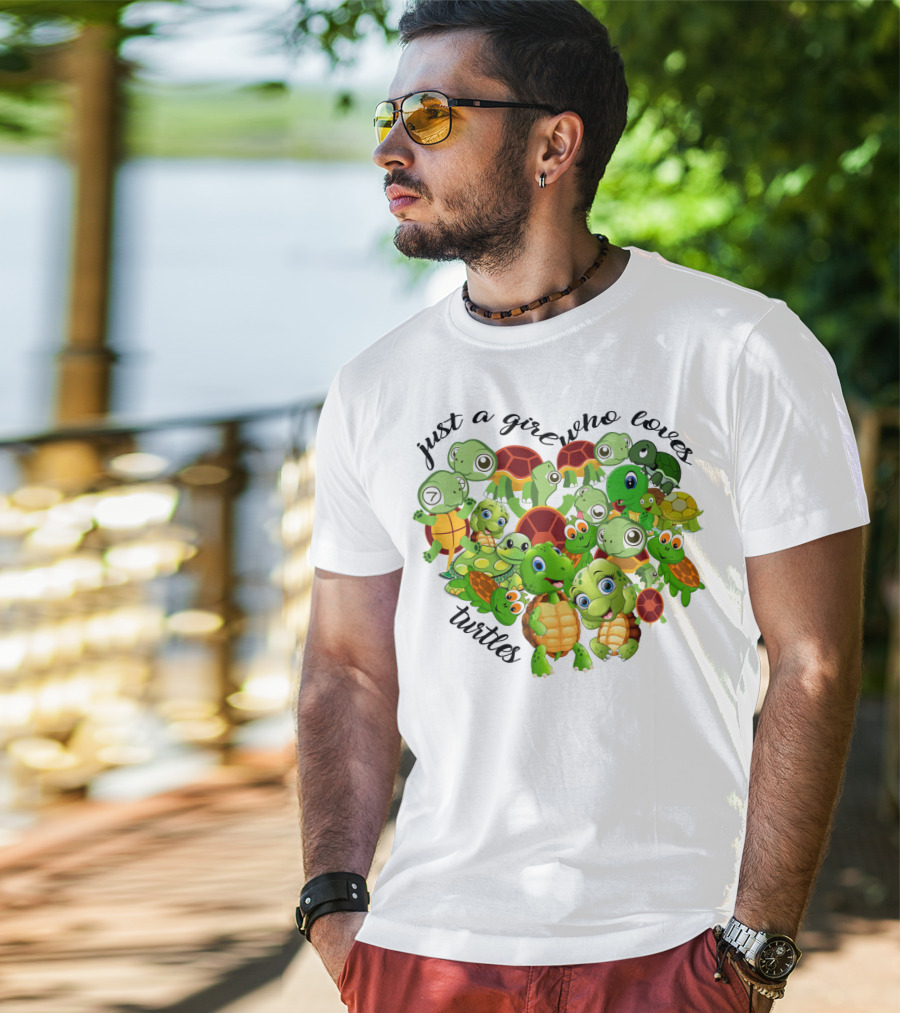 Just A Girl Who Loves Turtles Cute Cartoon Turtle Collection T-Shirt