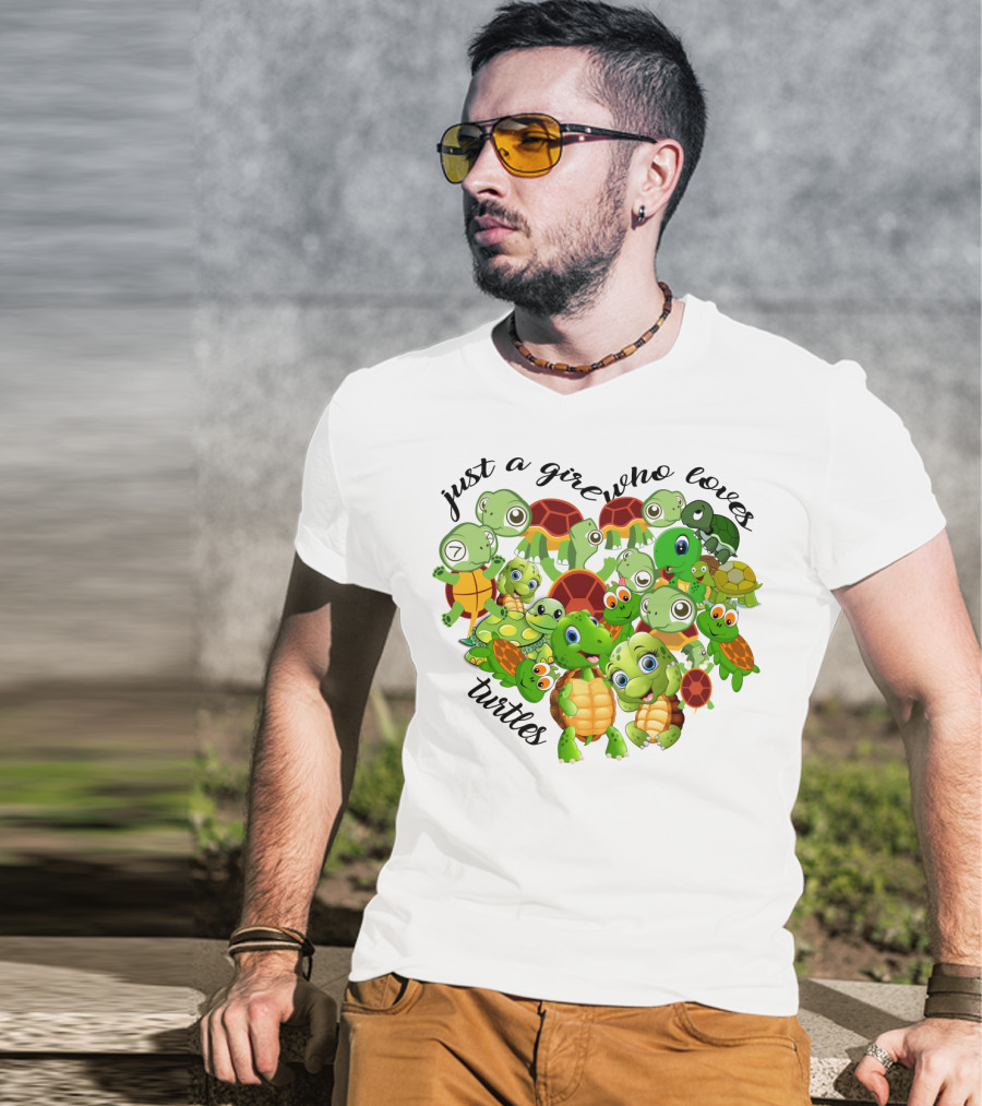 Just A Girl Who Loves Turtles Cute Cartoon Turtle Collection T-Shirt