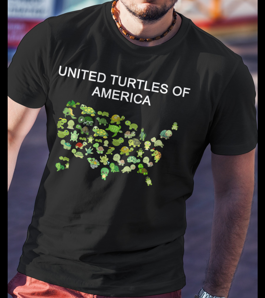 United Turtles Of America Map Illustrating Diverse Turtle Characters T-Shirt
