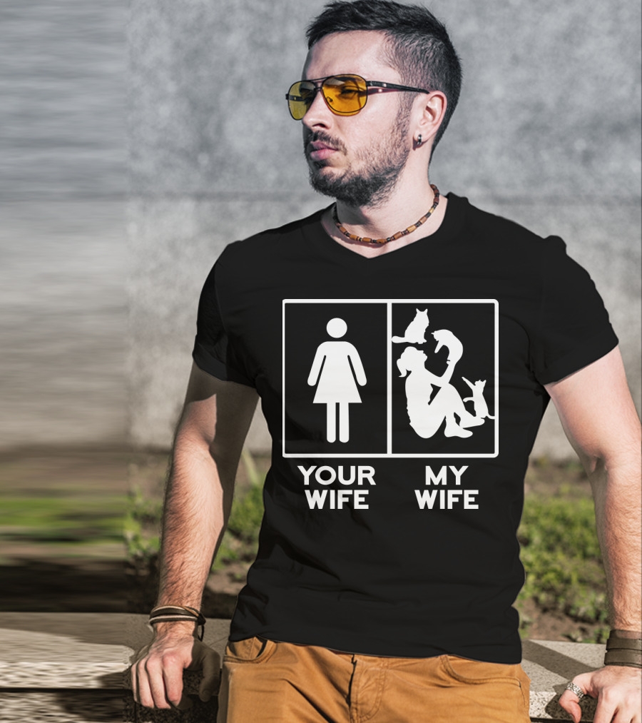 Your Wife My Wife Cat Lover Comparison Test T-Shirt
