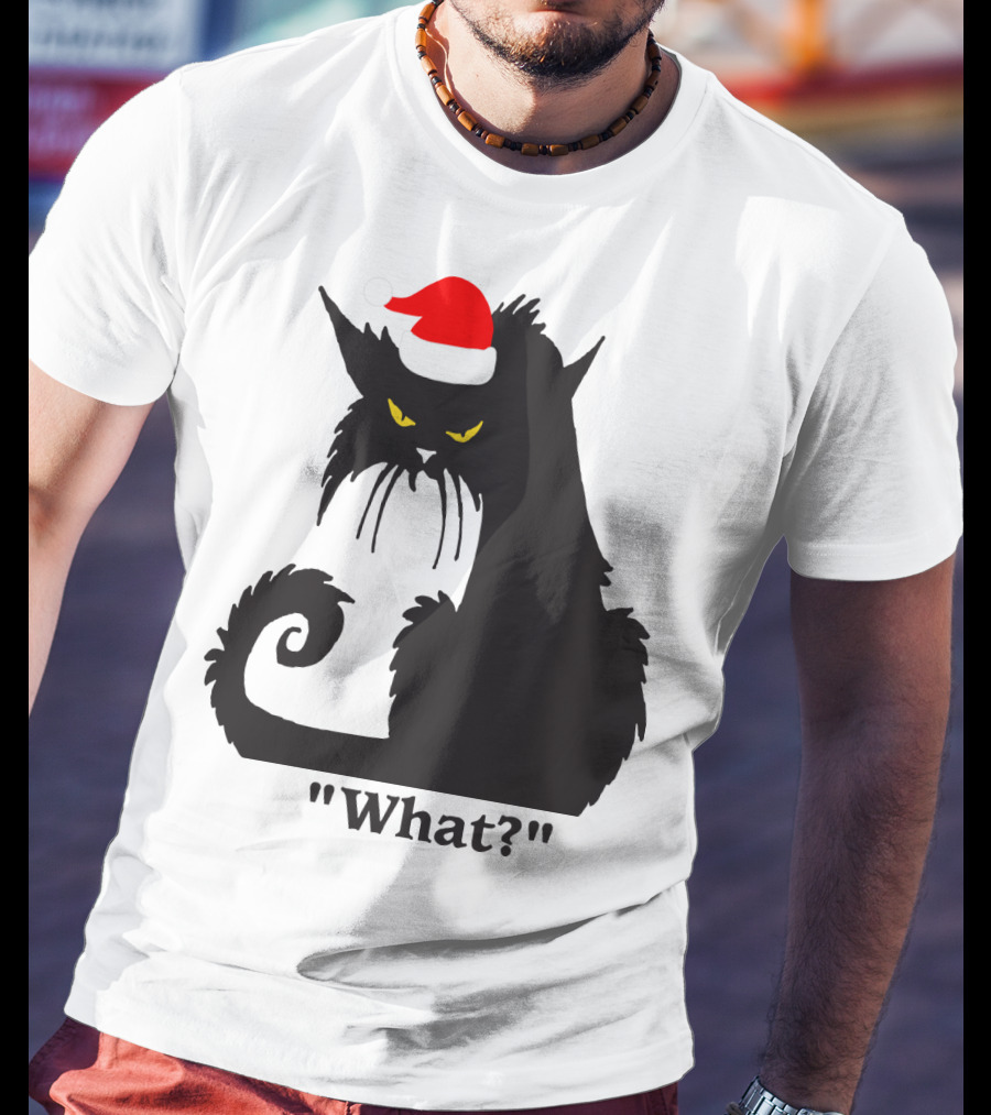 What Cat With Santa Hat T-Shirt
