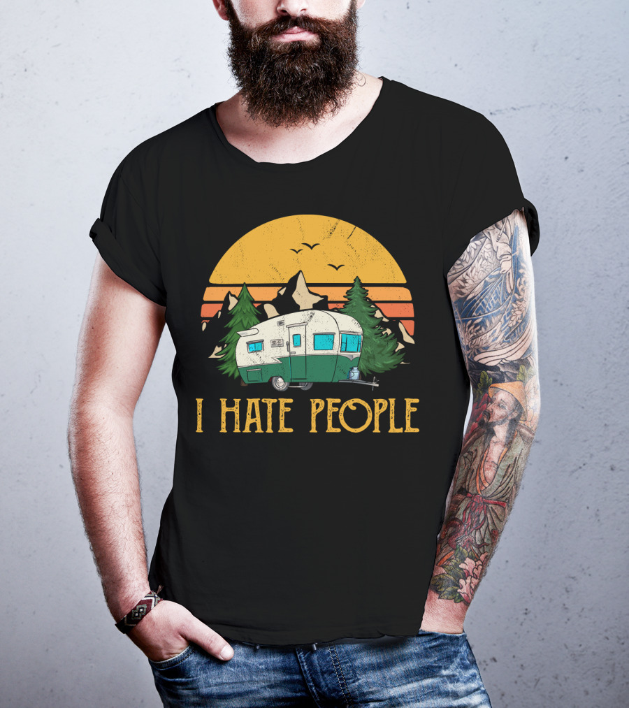 I Hate People Camper Mountains Sunset Pines T-Shirt