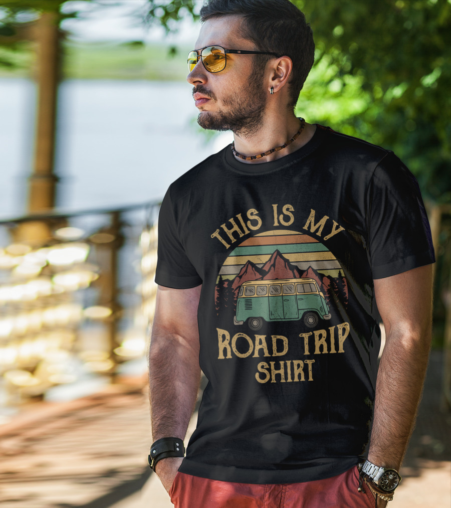 This Is My Road Trip Shirt Vintage Van Mountains Retro Sunset T-Shirt
