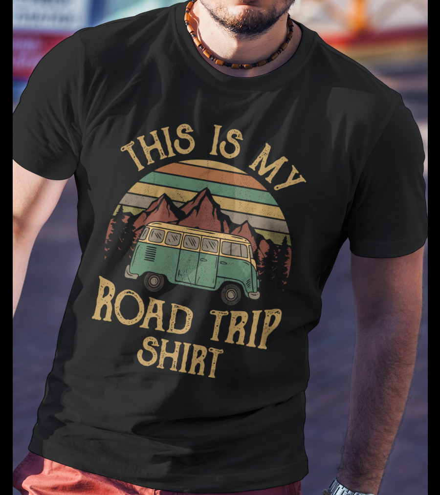This Is My Road Trip Shirt Vintage Van Mountains Retro Sunset T-Shirt