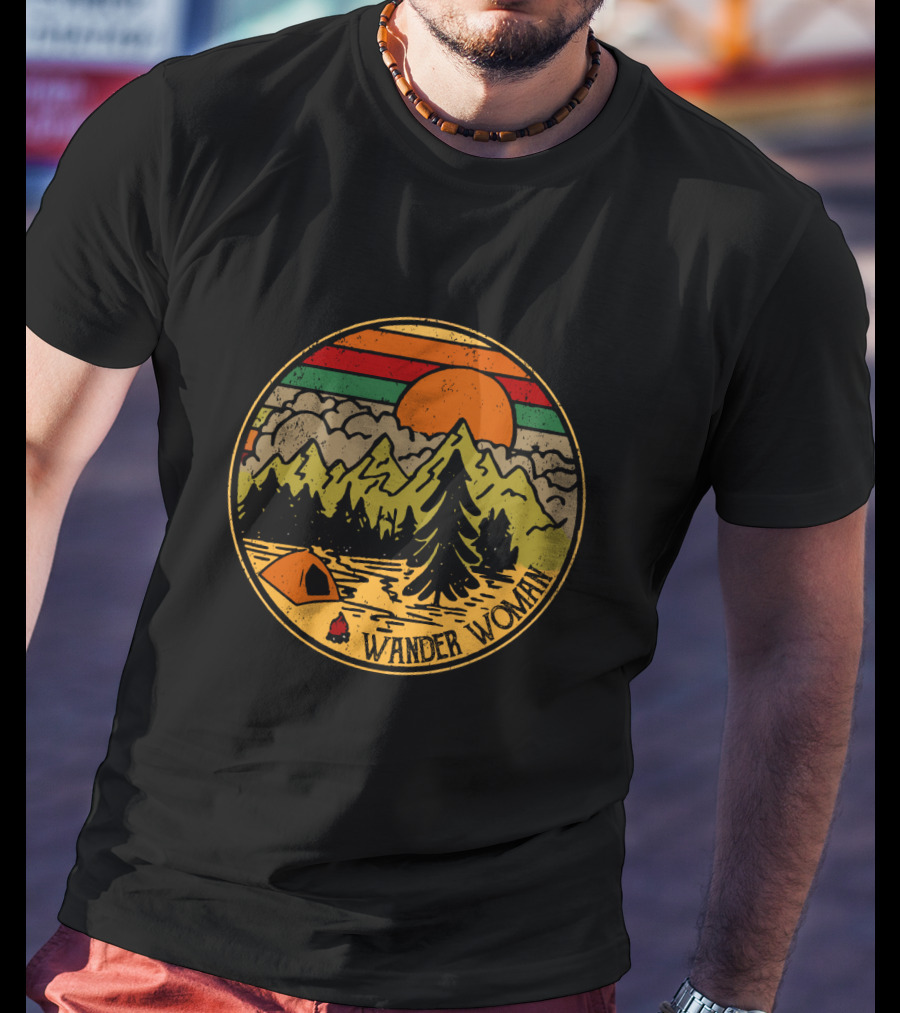 Wander Woman Camping Adventure Sunset Mountains T-Shirt