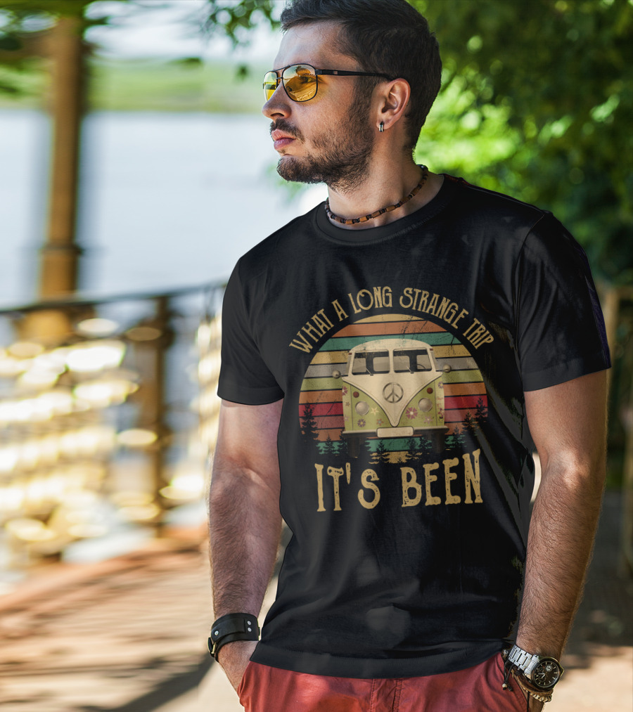 What A Long Strange Trip It's Been Peace Van Retro Sunset T-Shirt
