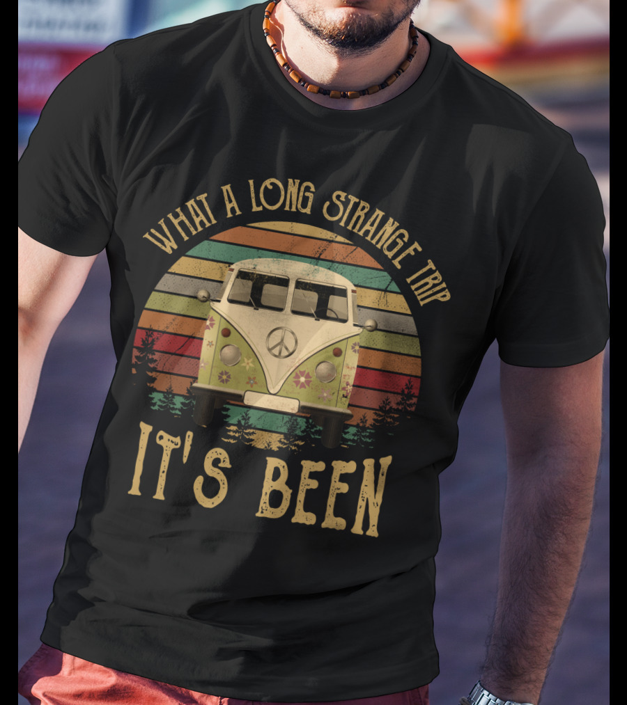 What A Long Strange Trip It's Been Peace Van Retro Sunset T-Shirt