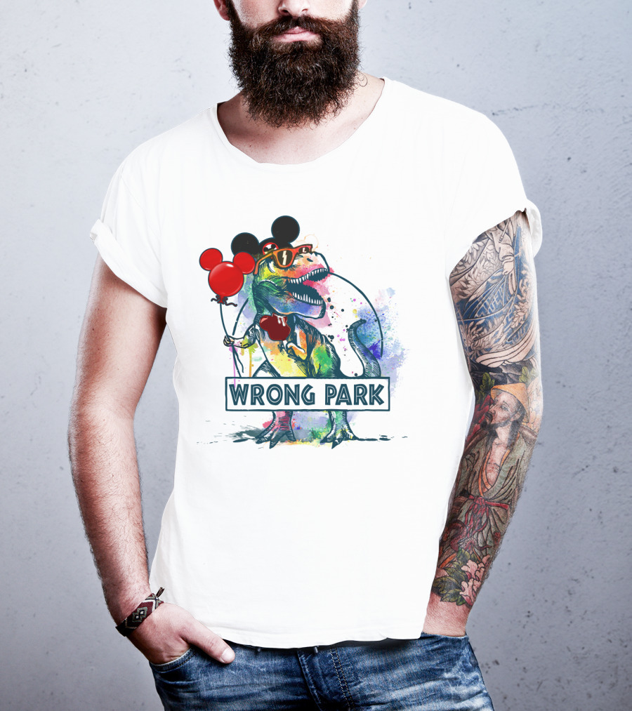 Wrong Park T Rex With Mickey Ears And Balloon T-Shirt