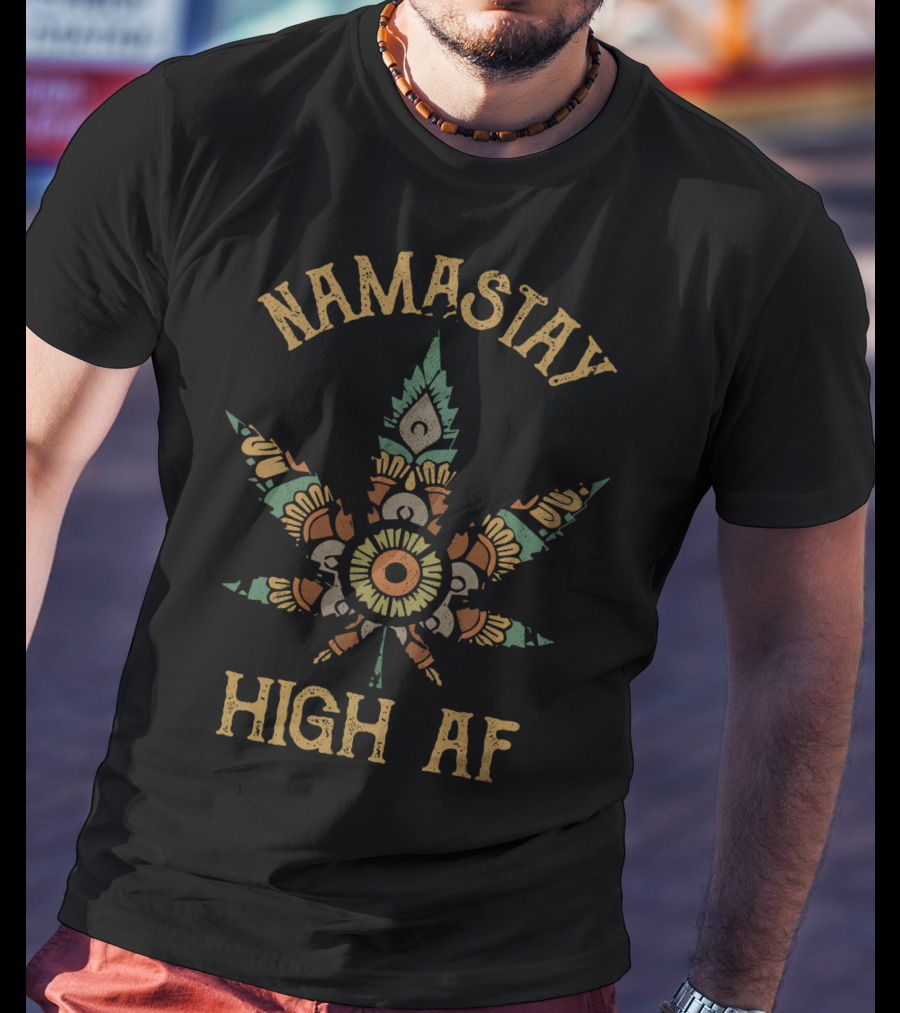 Namastay High AF Cannabis Mandala Leaf T-Shirt