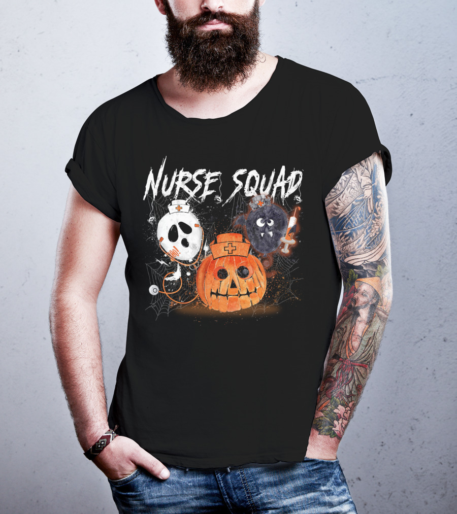 Nurse Squad Halloween Pumpkin Ghost Bat Vampire T-Shirt